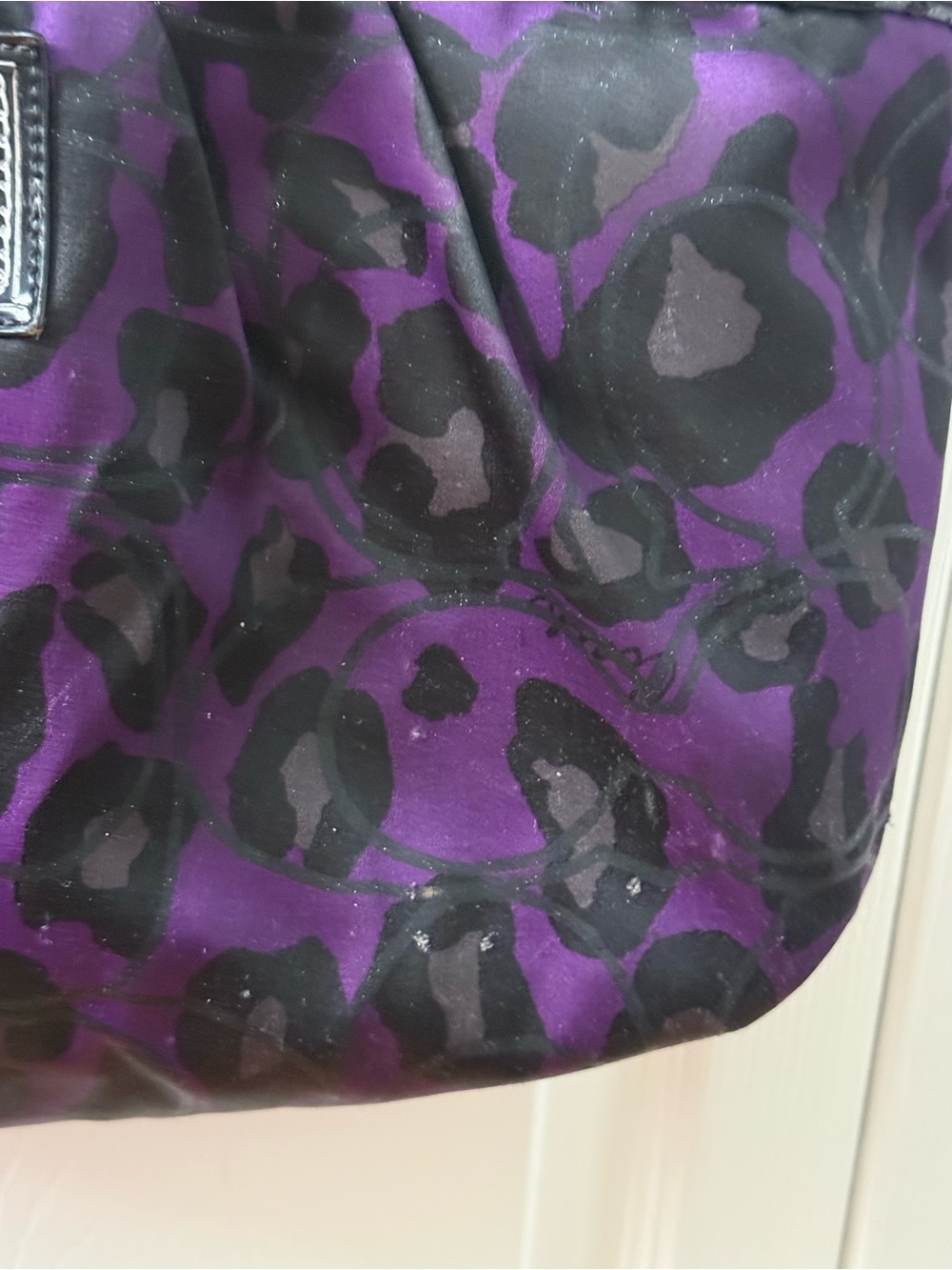 Y2K Coach Poppy Purple Ocelot Sateen Satchel Tote - Picture 3 of 7